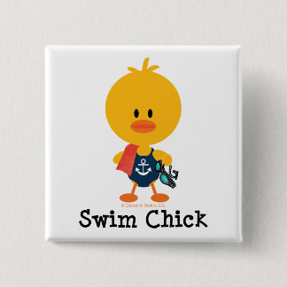 Swim Chick Vierkante Button 5,1 Cm
