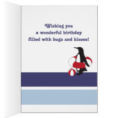 Swim Club Crest Cute Penguin Kids Birthday Kaart (Binnen (Rechts))