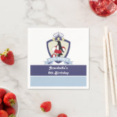 Swim Club Crest Penguin Kinder Pool Birthday Party Servet (Insitu)