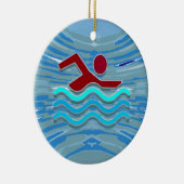 Swim Club Swimmer 2 zijbedrukte ORNAMENS Keramisch Ornament (Rechts)