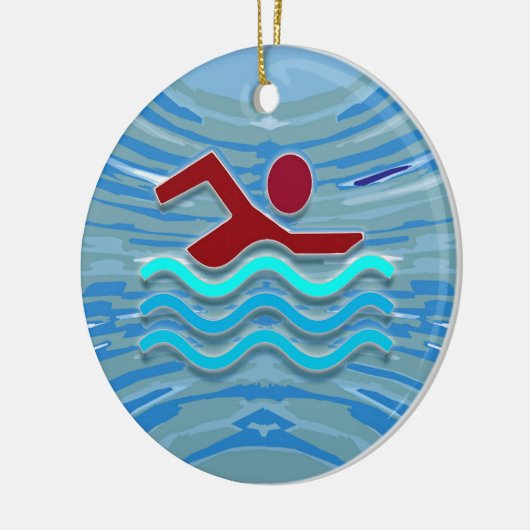 Swim Club Swimmer 2 zijbedrukte ORNAMENS Keramisch Ornament (Links)