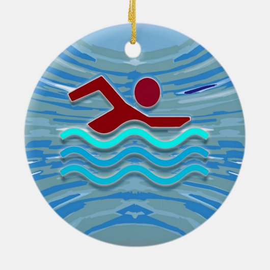 Swim Club Swimmer 2 zijbedrukte ORNAMENS Keramisch Ornament (Achterkant)
