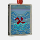 Swim Club Swimmer Exercise Fitness NVN254 zwemmen Metalen Ornament (Rechts)
