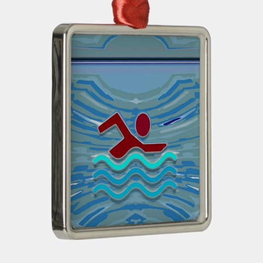 Swim Club Swimmer Exercise Fitness NVN254 zwemmen Metalen Ornament (Rechts)