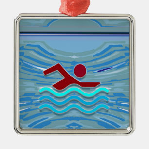 Swim Club Swimmer Exercise Fitness NVN254 zwemmen Metalen Ornament
