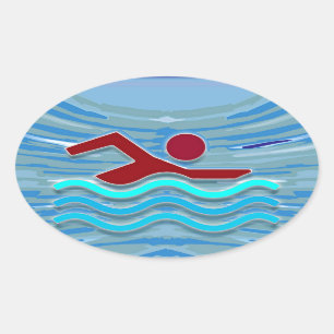 Swim Club Swimmer Exercise Fitness NVN254 zwemmen Ovale Sticker