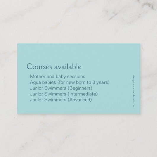 Swim club zwemleraar visitekaartje (Achterkant)