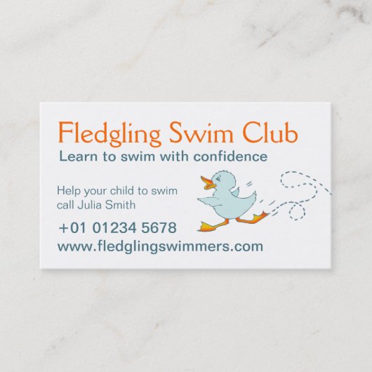 Swim club zwemleraar visitekaartje (Voorkant)