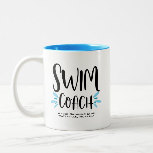 Swim Coach Cute Swimming Tweekleurige Koffiemok (Links)