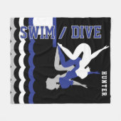 Swim Dive Team - Donkerblauw en zwart Fleece Deken (Voorkant (Horizontaal))