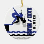 Swim Dive Team - Donkerblauw en zwart Keramisch Ornament (Voorkant)
