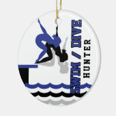 Swim Dive Team - Donkerblauw en zwart Keramisch Ornament (Links)