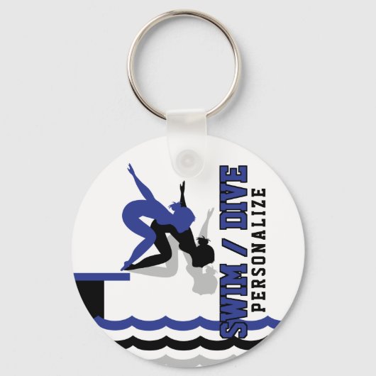 Swim Dive Team - Donkerblauw en zwart Sleutelhanger (Voorkant)