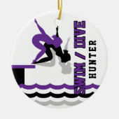 Swim Dive Team - Paars en zwart Keramisch Ornament (Voorkant)
