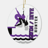 Swim Dive Team - Paars en zwart Keramisch Ornament (Links)