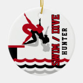 Swim Dive Team - Rood en Zwart Keramisch Ornament (Voorkant)