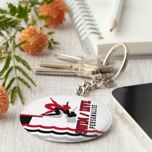 Swim Dive Team - Rood en Zwart Sleutelhanger (Zijkant)