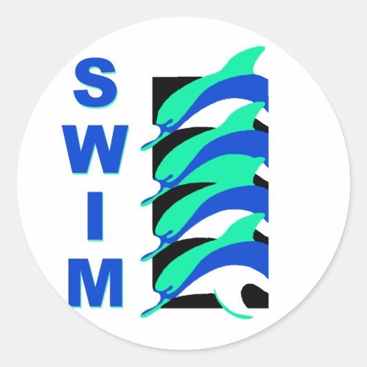 Swim Dolphins Ronde Sticker (Voorkant)