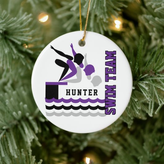 Swim-/duikteam - Paars - jongen Keramisch Ornament (Boom)