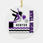 Swim-/duikteam - Paars - jongen Keramisch Ornament (Voorkant)