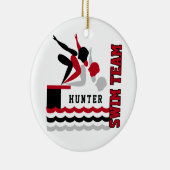 Swim-/duikteam - Rood-jongen Keramisch Ornament (Rechts)