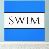 SWIM Fun Sportieve Helder Blauw Witte Zomer Strepe Canvas Afdruk (Insitu (Houten vloer))