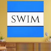 SWIM Fun Sportieve Helder Blauw Witte Zomer Strepe Canvas Afdruk (Insitu (Woonkamer))
