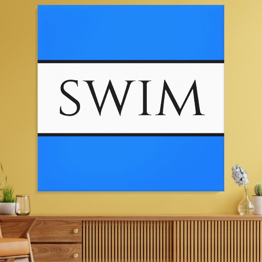 SWIM Fun Sportieve Helder Blauw Witte Zomer Strepe Canvas Afdruk (Insitu (Woonkamer))