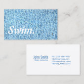 Swim Instructor Blue Water Typografie Visitekaartje (Voorkant / Achterkant)