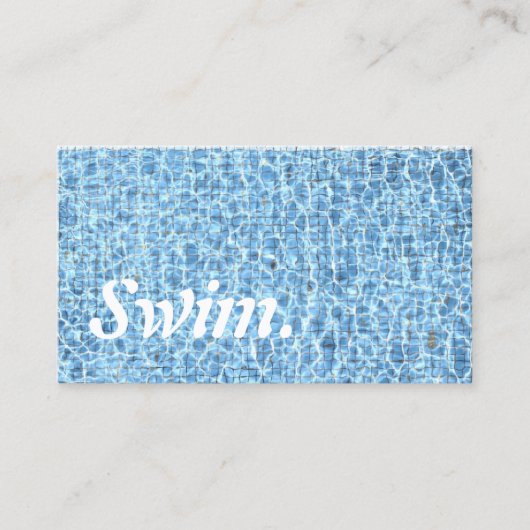 Swim Instructor Blue Water Typografie Visitekaartje (Voorkant)