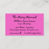 Swim Instructor_Pink Mermaid Biz Card voor kindere Visitekaartje (Achterkant)