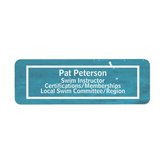 Swim Instructor Water Polo Dive Pool Sjabloon Etiket (Voorkant)