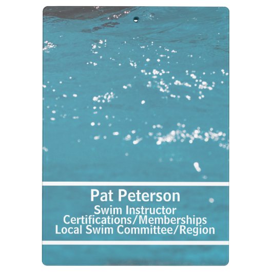 Swim Instructor Water Polo Dive Pool Sjabloon Klembord (Achterkant)