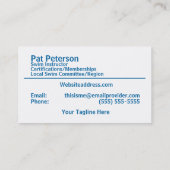 Swim Instructor Water Polo Dive Pool Sjabloon Visitekaartje (Achterkant)