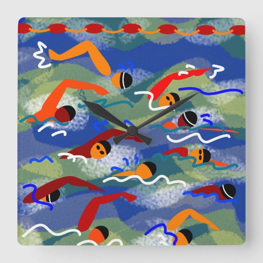 Swim-klok in open water vierkante klok (Voorkant)