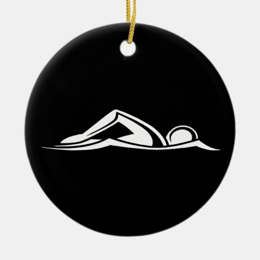 Swim Logo Ornament met naam Black (Voorkant)