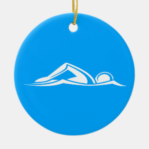 Swim Logo Ornament met naam Blauw