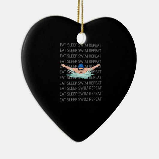 Swim Love Funny Swimming Boy Sport Keramisch Ornament (Rechts)