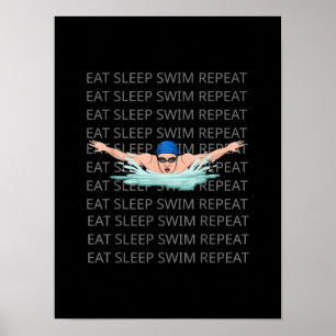 Swim Love Funny Swimming Boy Sport Poster