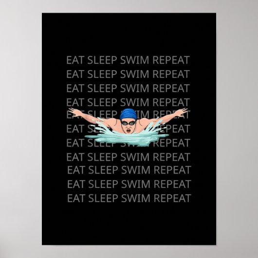Swim Love Funny Swimming Boy Sport Poster (Voorkant)