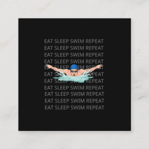 Swim Love Funny Swimming Boy Sport Vierkante Visitekaartje