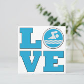 Swim Love Uitnodiging Kaart voor Concurrerende zwe (Staand voorkant)