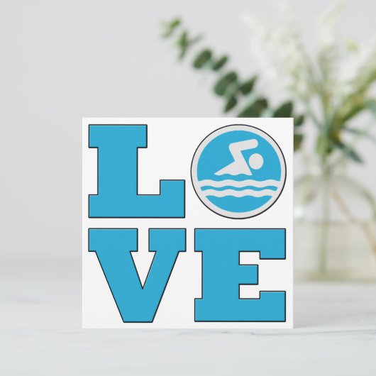 Swim Love Uitnodiging Kaart voor Concurrerende zwe (Staand voorkant)