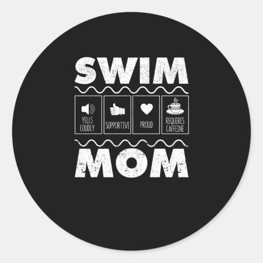 Swim Ma Content Funny Swimming Mam Swimmer Ronde Sticker (Voorkant)