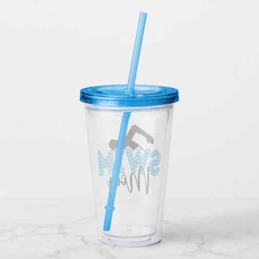 Swim Mam Modern Typografie Sport Acryl Drinkbeker (Achterkant)