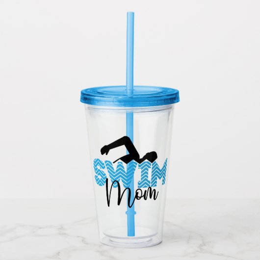 Swim Mam Modern Typografie Sport Acryl Drinkbeker (Voorkant)