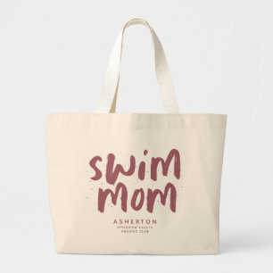 Swim mam trendy mauve roze type gepersonaliseerd grote tote bag