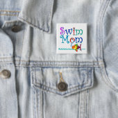 Swim mama vierkante button 5,1 cm (In situ)