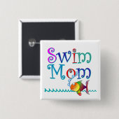 Swim mama vierkante button 5,1 cm (Voorkant /achterkant)