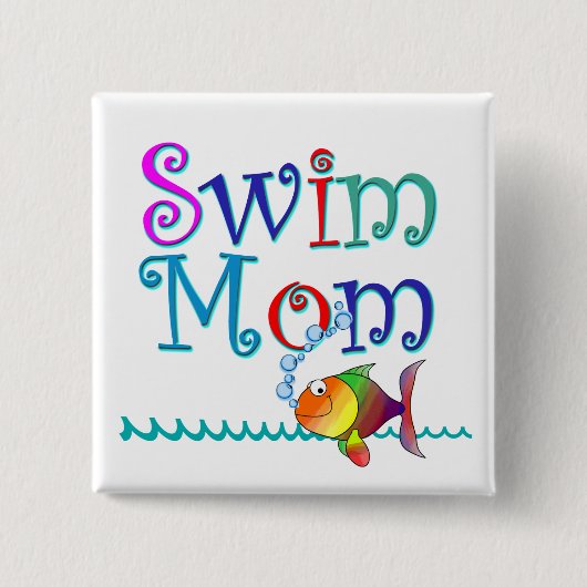 Swim mama vierkante button 5,1 cm (Voorkant)